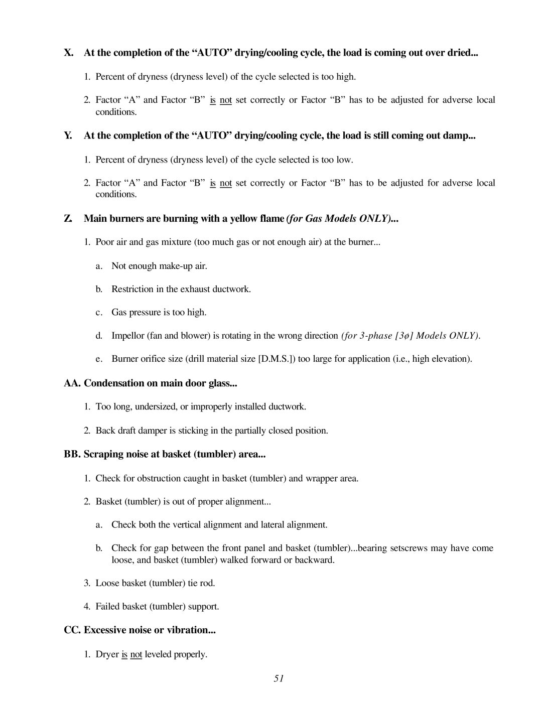 Maytag MDG-75 installation manual AA. Condensation on main door glass 