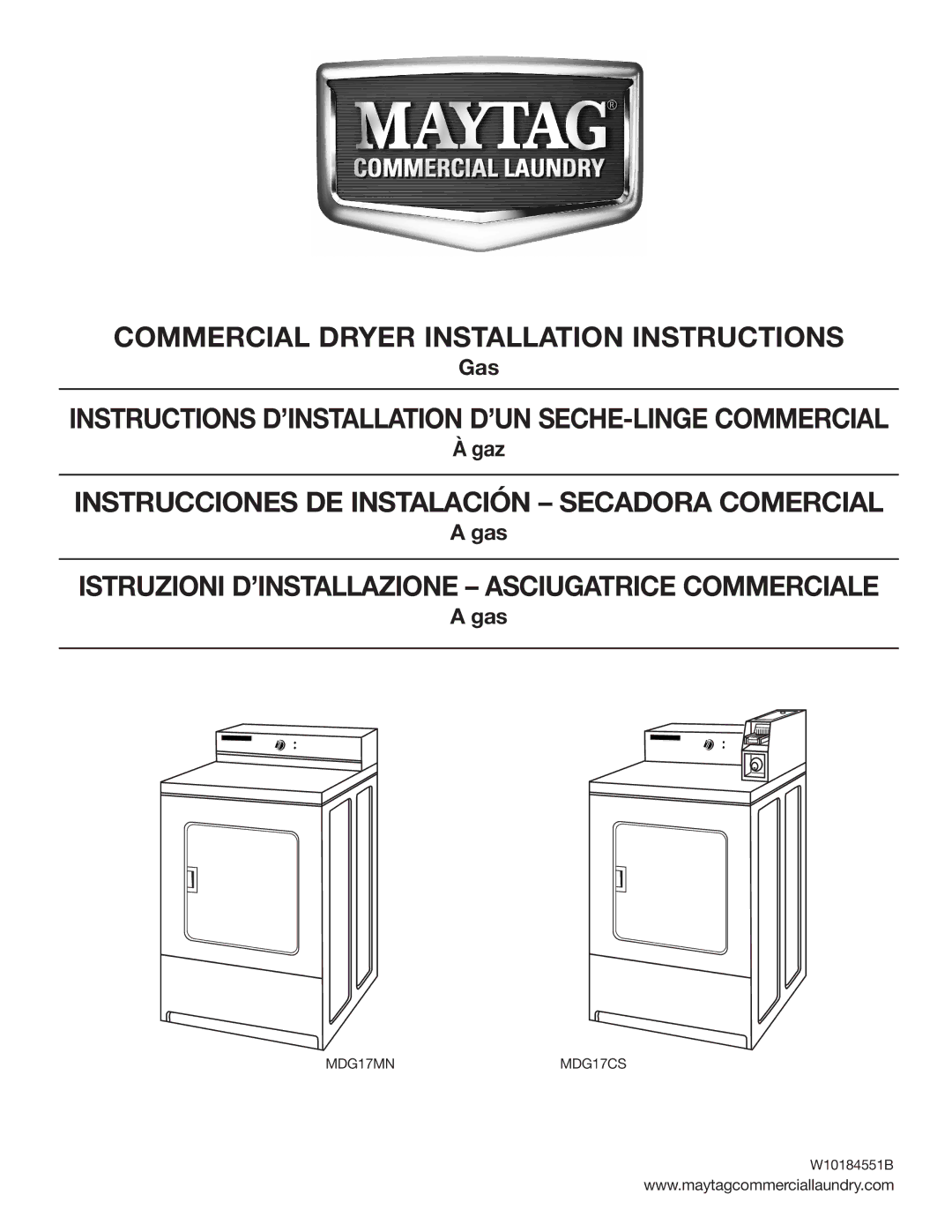 Maytag MDG17MN installation instructions W10184551B 