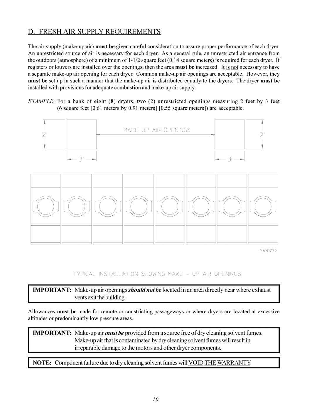 Maytag MDG30PCC installation manual Fresh AIR Supply Requirements 