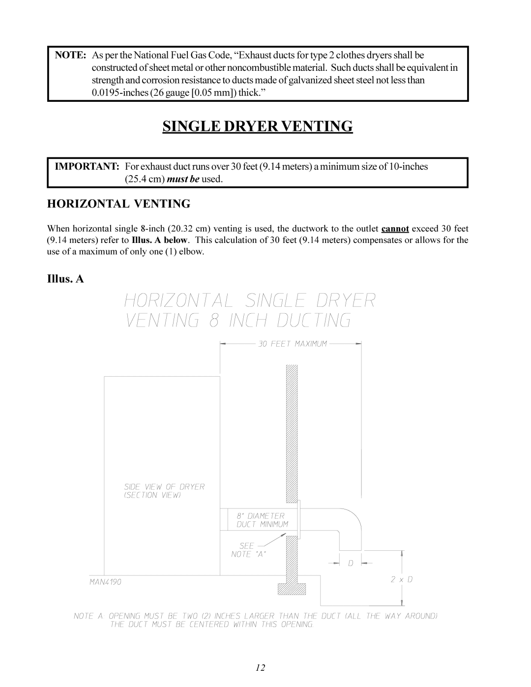 Maytag MDG30PCC installation manual Single Dryer Venting 