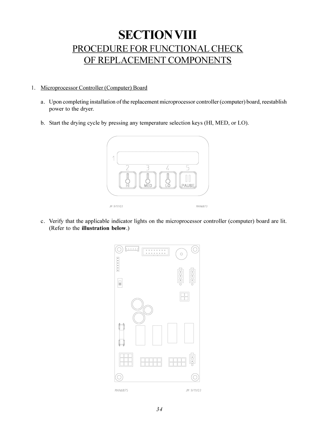 Maytag MDG30PCC installation manual Sectionviii, Procedure for Functional Check Replacement Components 