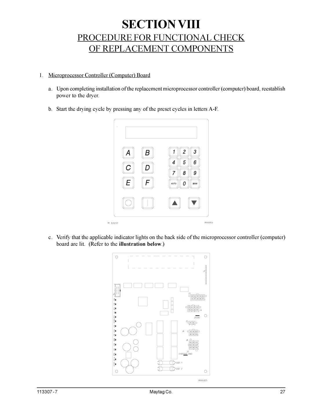 Maytag MDG30MNV, MDG30PNH installation manual Procedure for Functional Check Replacement Components 