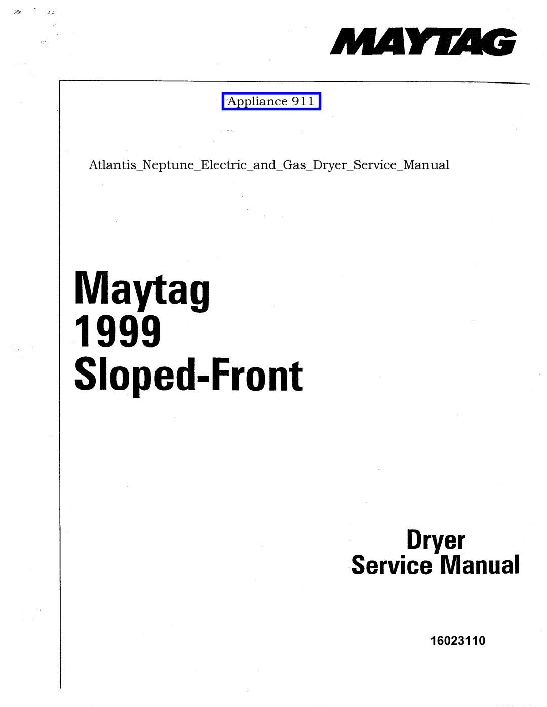 Maytag MDE DG5500, MDG9800 service manual 