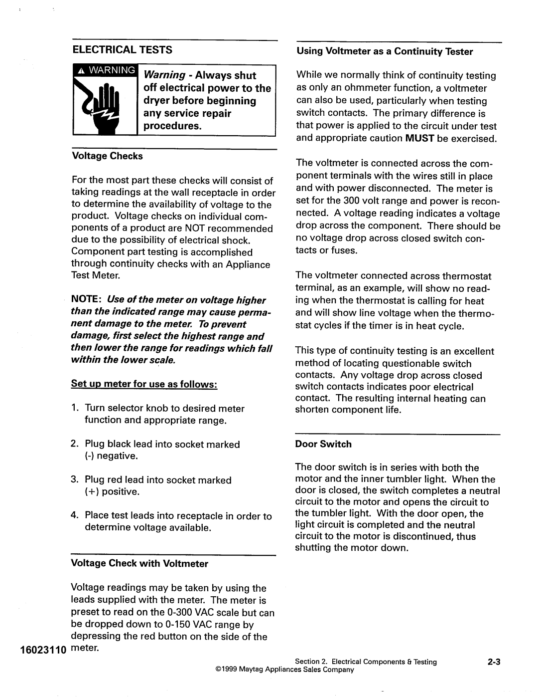 Maytag MDE DG5500, MDG9800 service manual 