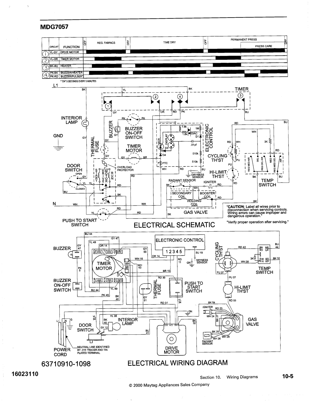 Maytag MDG9800, MDE DG5500 service manual 