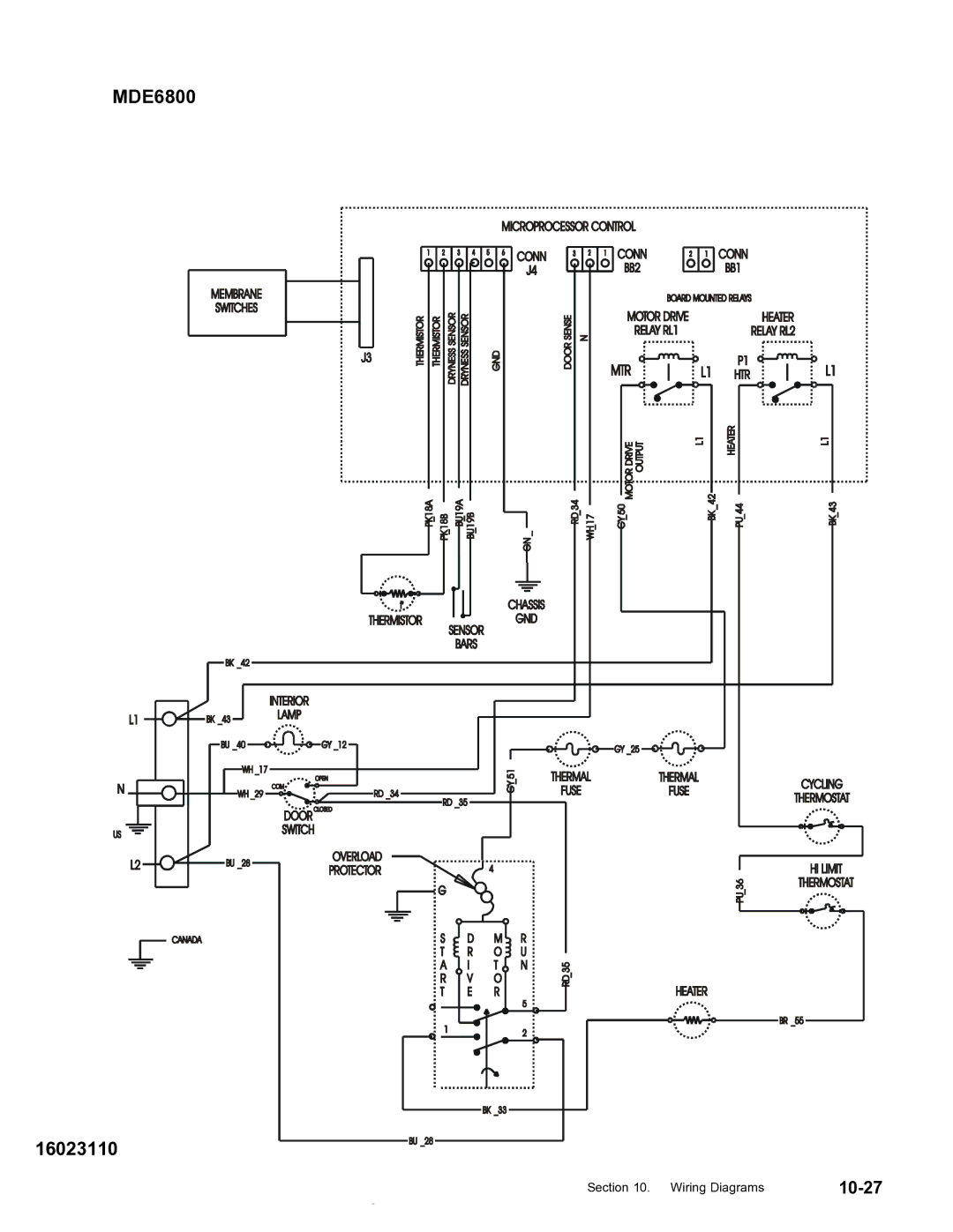 Maytag MDG9800, MDE DG5500 service manual MDE6800 16023110 