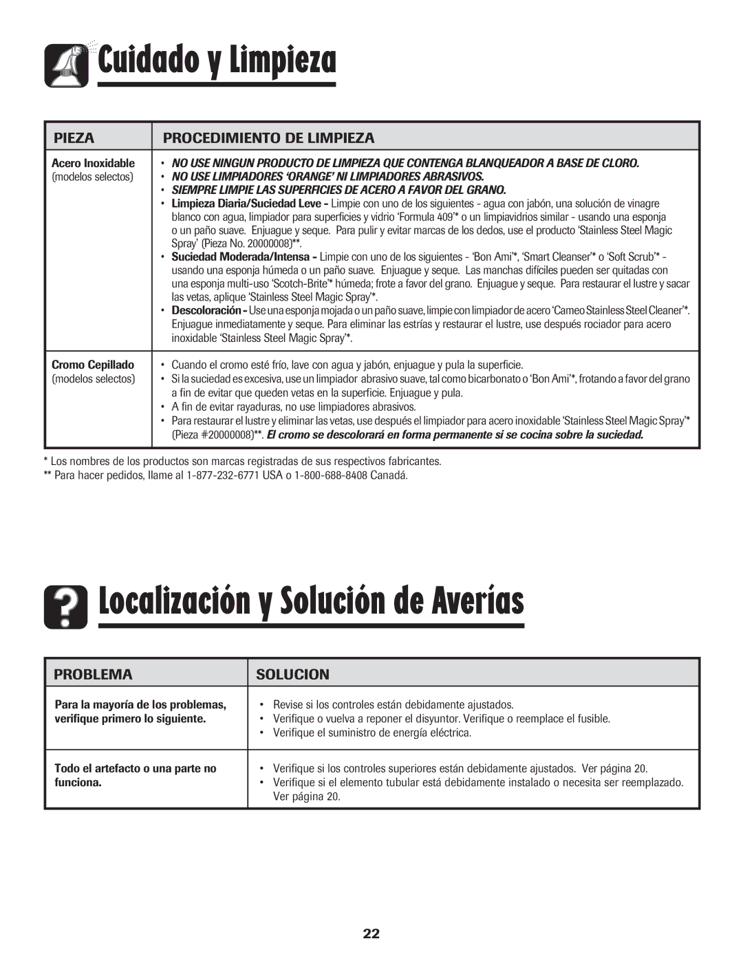 Maytag MEC4436AAW important safety instructions Localización y Solución de Averías, Problema Solucion 