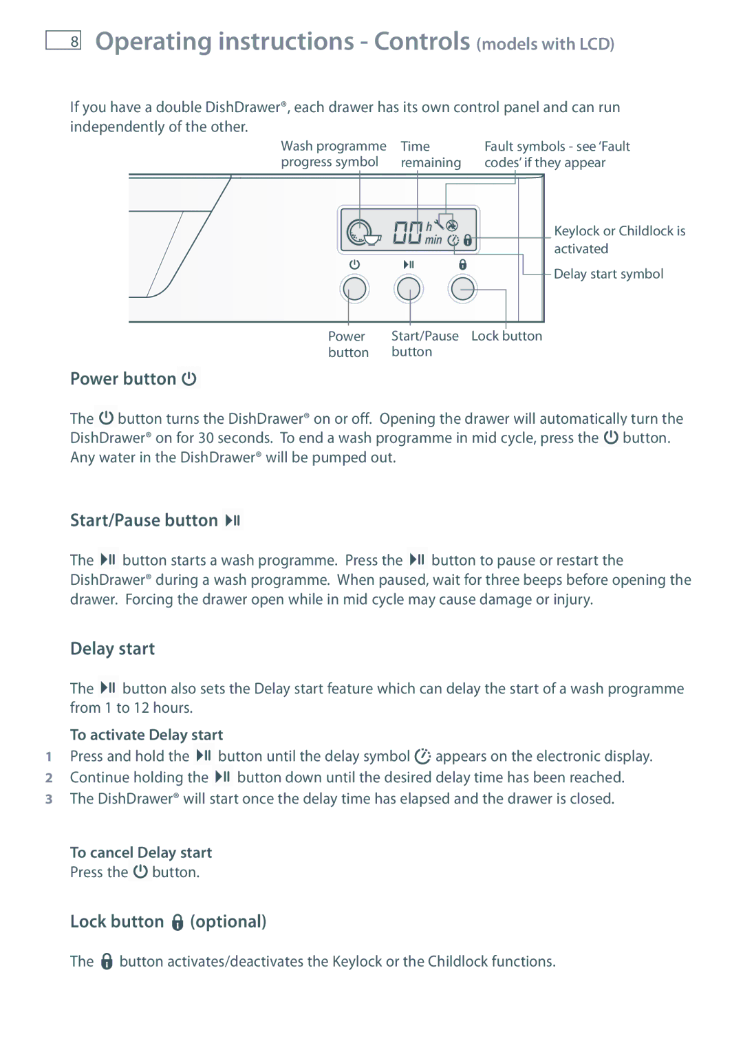 Maytag MEC7430W dimensions Operating instructions Controls models with LCD, Lock button optional 