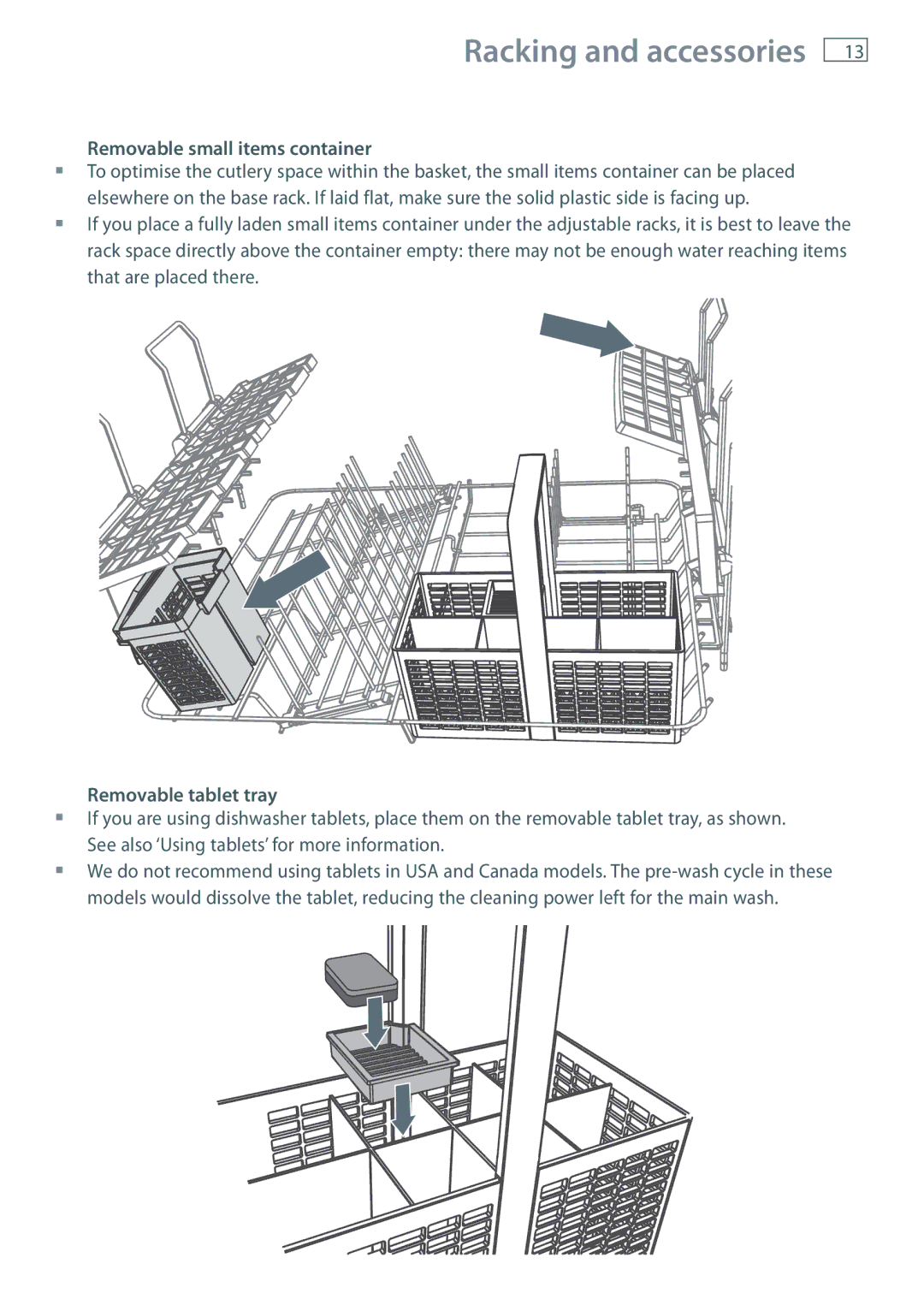 Maytag MEC7430W dimensions Racking and accessories, Removable tablet tray 