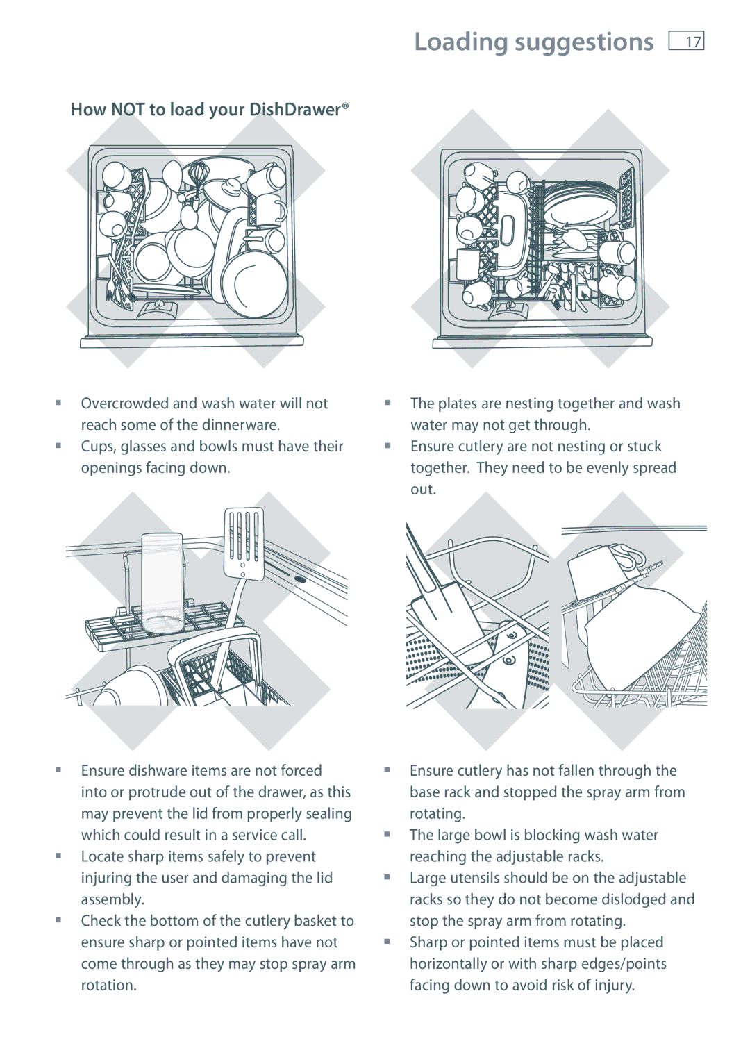 Maytag MEC7430W dimensions How not to load your DishDrawer 