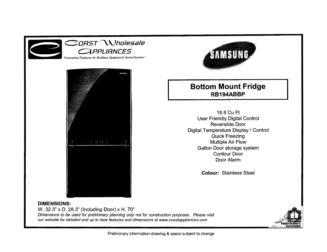 Maytag MEC7430W dimensions Bottom Mount Fridge 