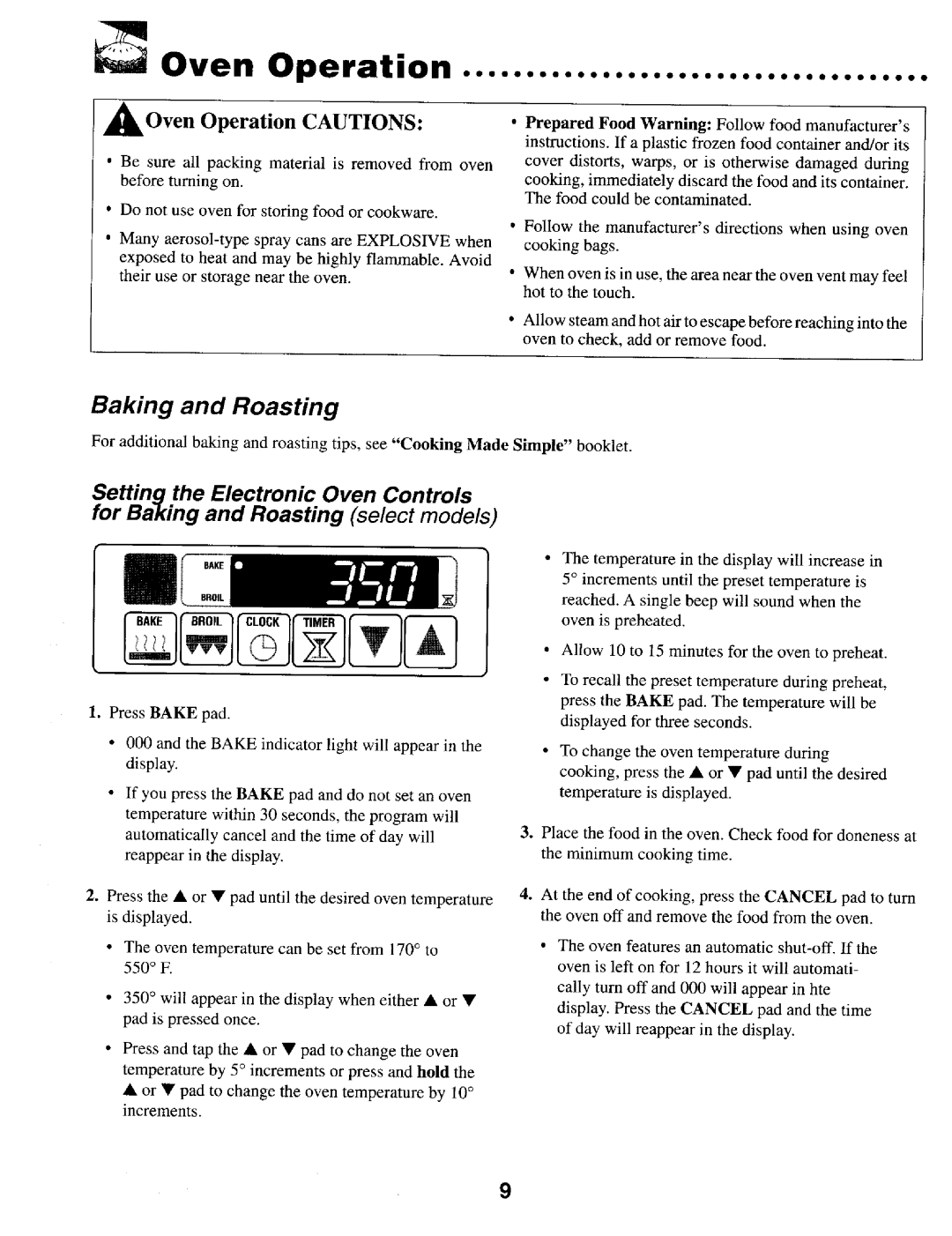 Maytag MER4530 warranty AOven Operation Cautions 