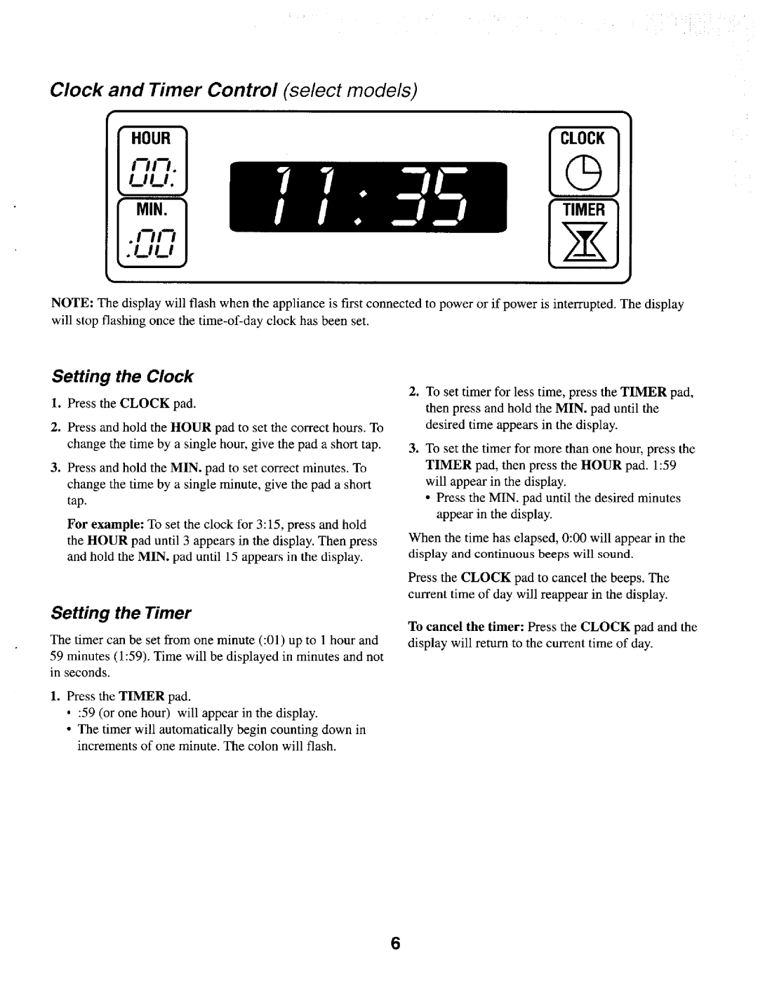 Maytag MER4530 warranty Clock and Timer Control select models, Setting the Timer 