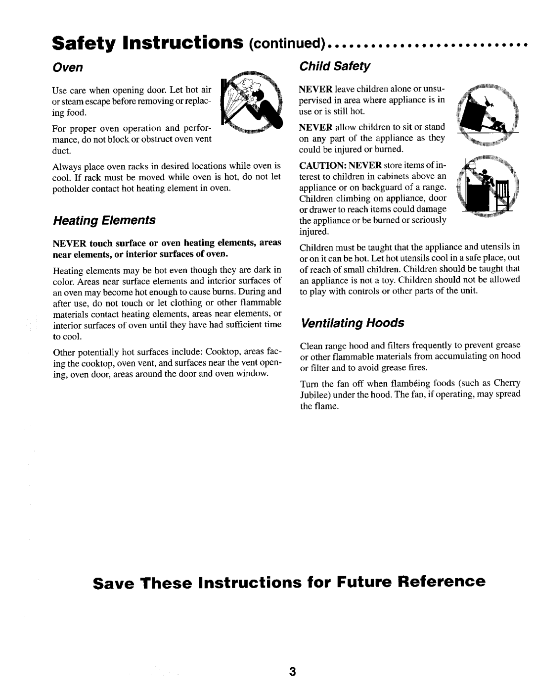 Maytag MER4530 warranty Instructions, Save These instructions for Future Reference, Oven, Child Safety, continued 