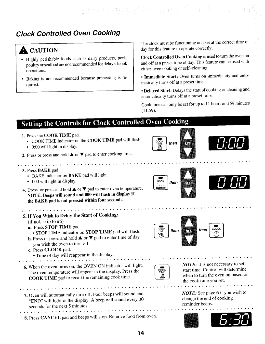 Maytag MER5530, MER5550, MER5710, MER5750, MER5730 warranty Clock Controlled Oven Cooking, Then, Stop Time pad 