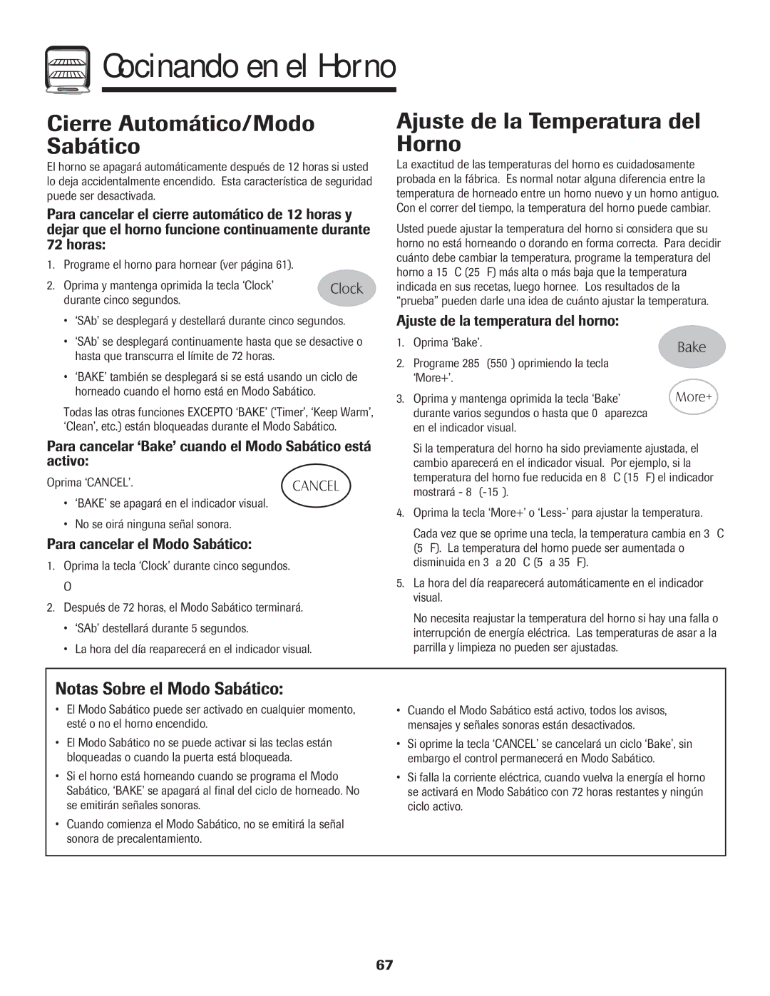 Maytag MER5552BAW Cierre Automático/Modo Sabático, Ajuste de la Temperatura del Horno, Notas Sobre el Modo Sabático 