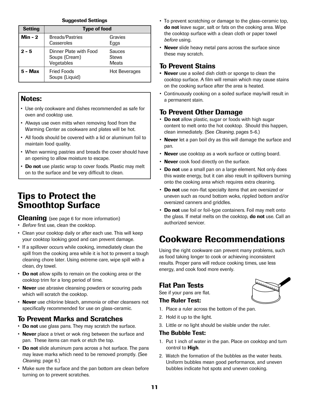 Maytag MER5765RAW important safety instructions Tips to Protect Smoothtop Surface, Cookware Recommendations 