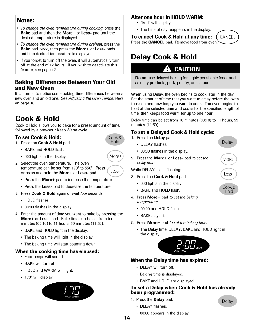 Maytag MER5765RAW important safety instructions Delay Cook & Hold, Baking Differences Between Your Old and New Oven 