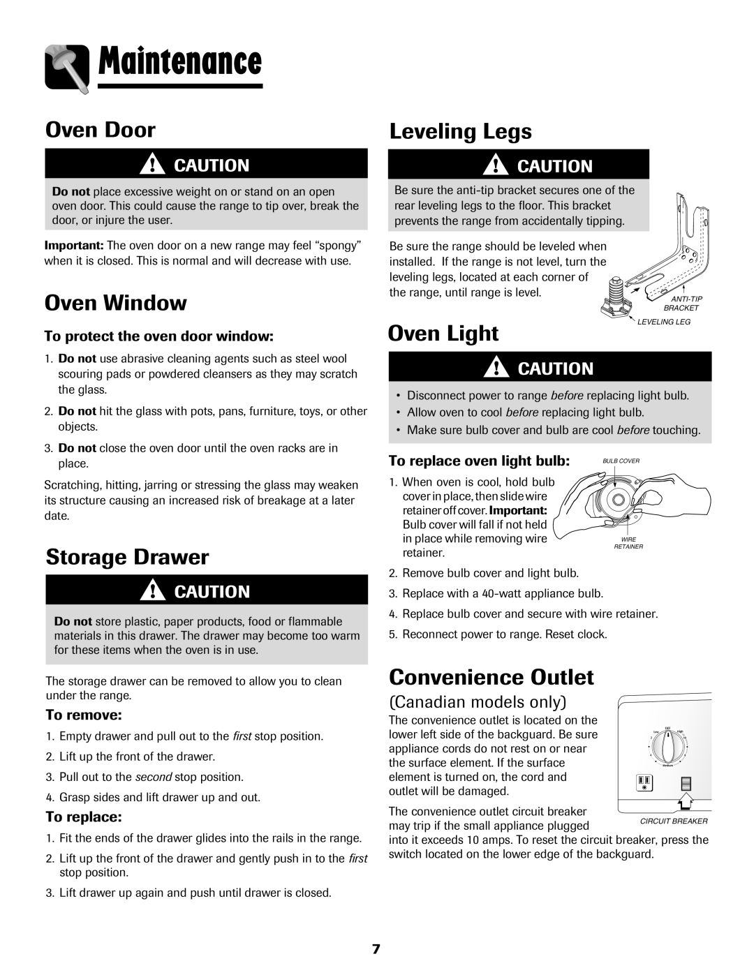 Maytag MER5765RAW important safety instructions Maintenance 