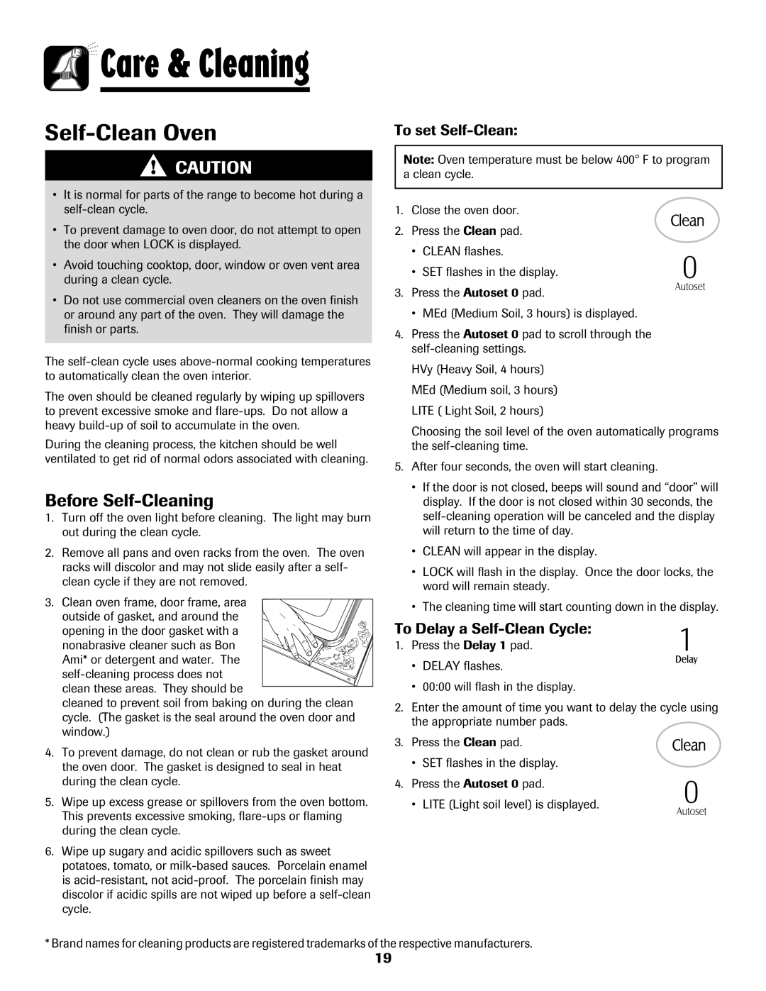 Maytag MER5875RAF manual Before Self-Cleaning, To set Self-Clean, To Delay a Self-Clean Cycle 