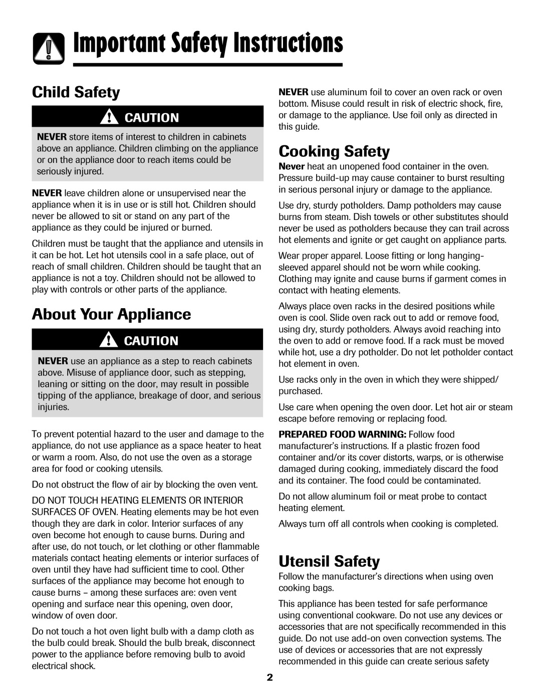 Maytag MER5875RAF manual Important Safety Instructions, Child Safety, About Your Appliance, Cooking Safety, Utensil Safety 