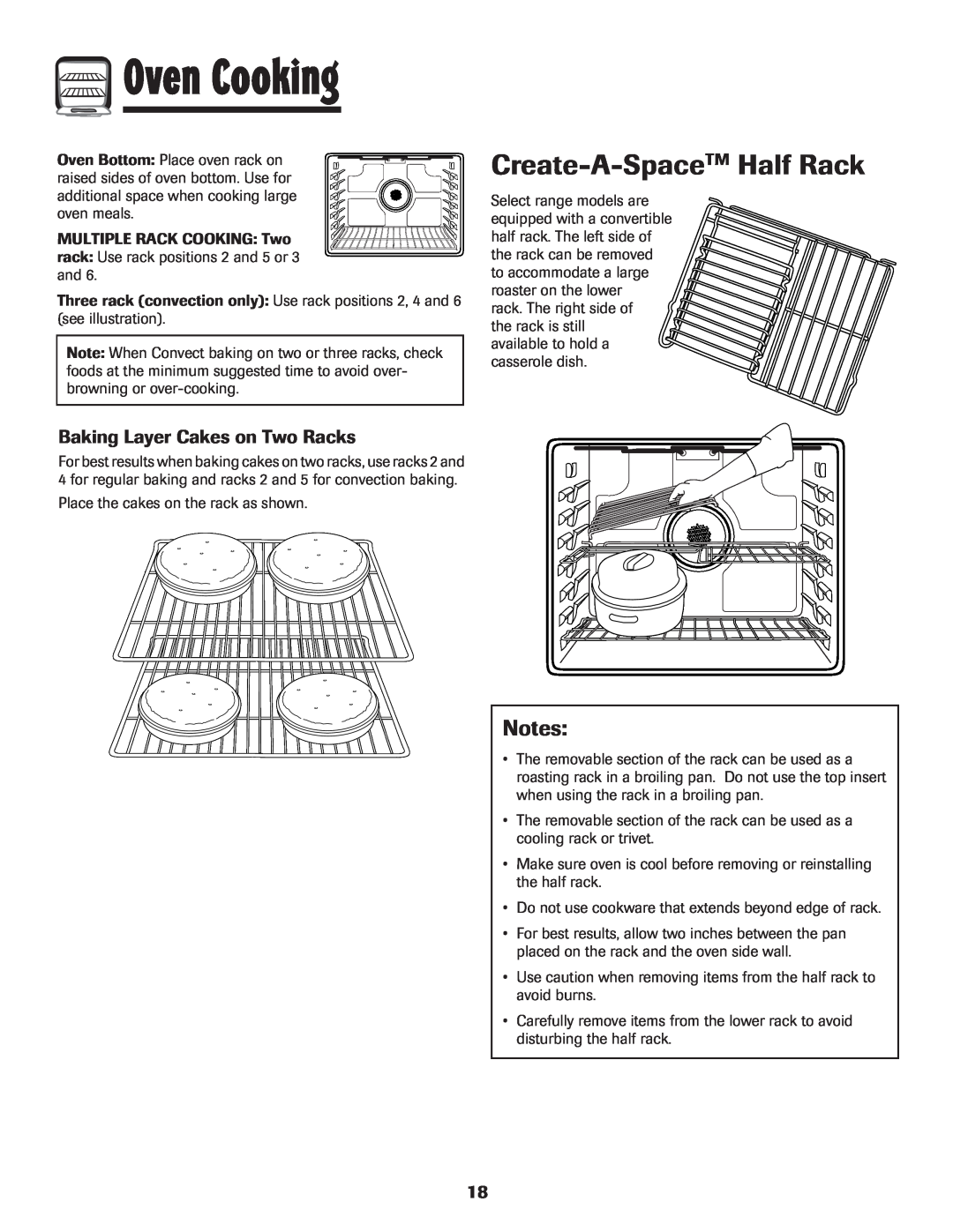 Maytag MER5875RAF manual Create-A-SpaceTM Half Rack, Baking Layer Cakes on Two Racks, Oven Cooking 