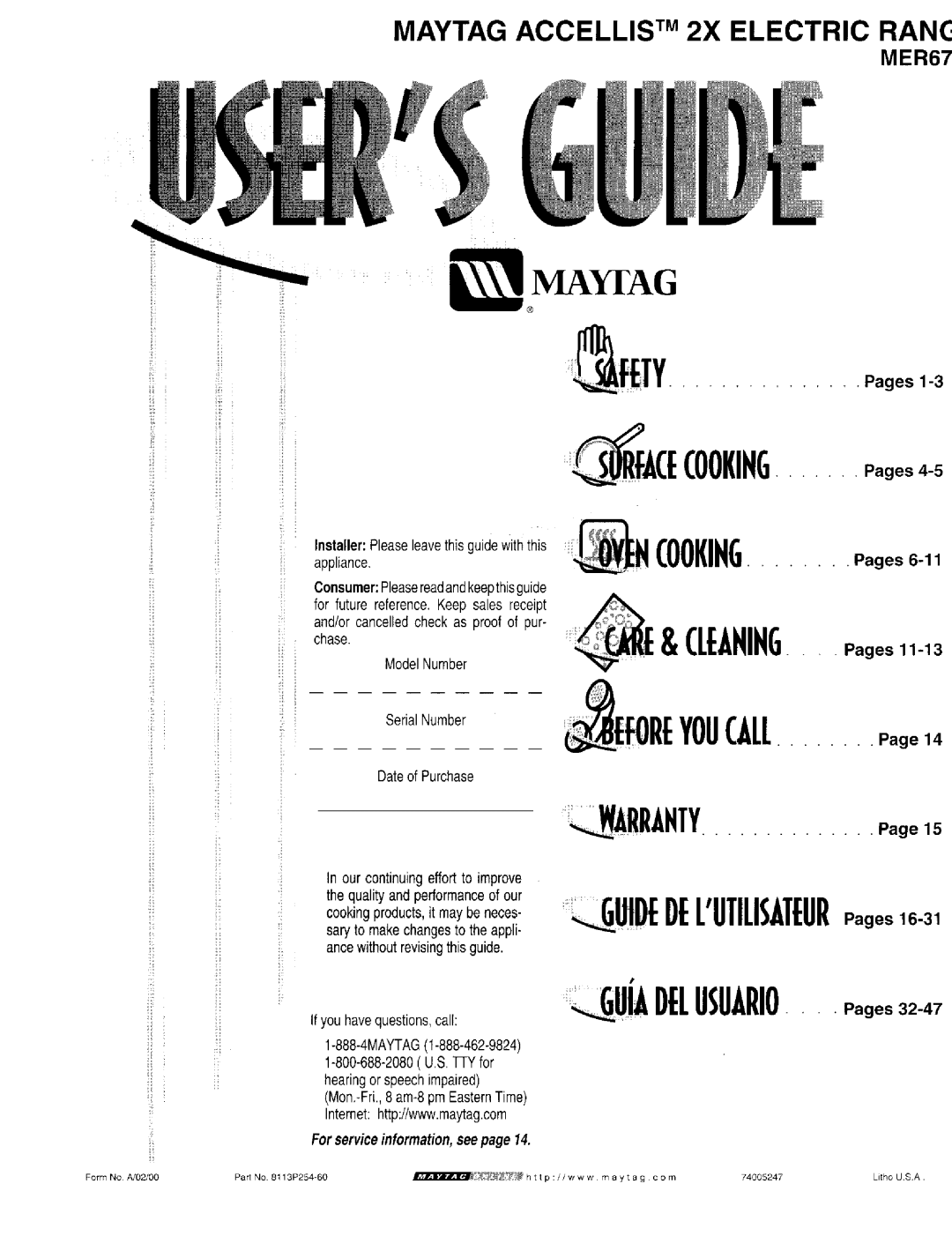 Maytag MER67 manual Pages 6, Lean .... I N GPages 11, Forserviceinformation,seepage14 