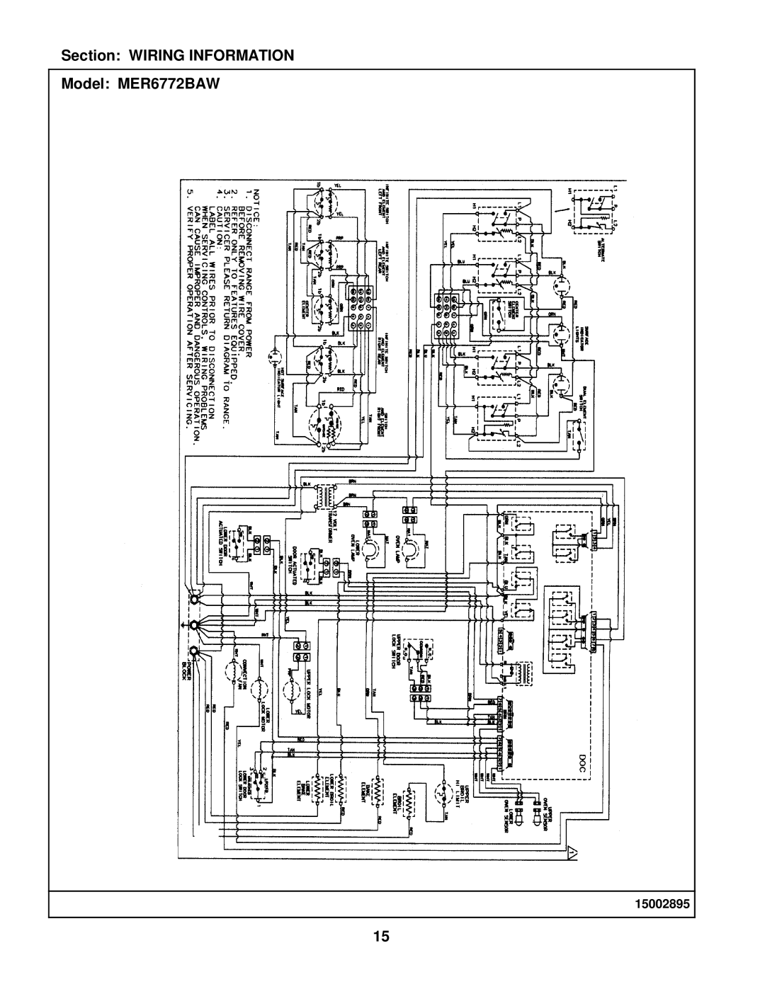 Maytag manual Section Wiring Information Model MER6772BAW 