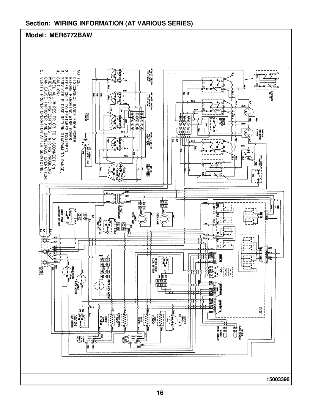 Maytag MER6772BAW manual 15003398 