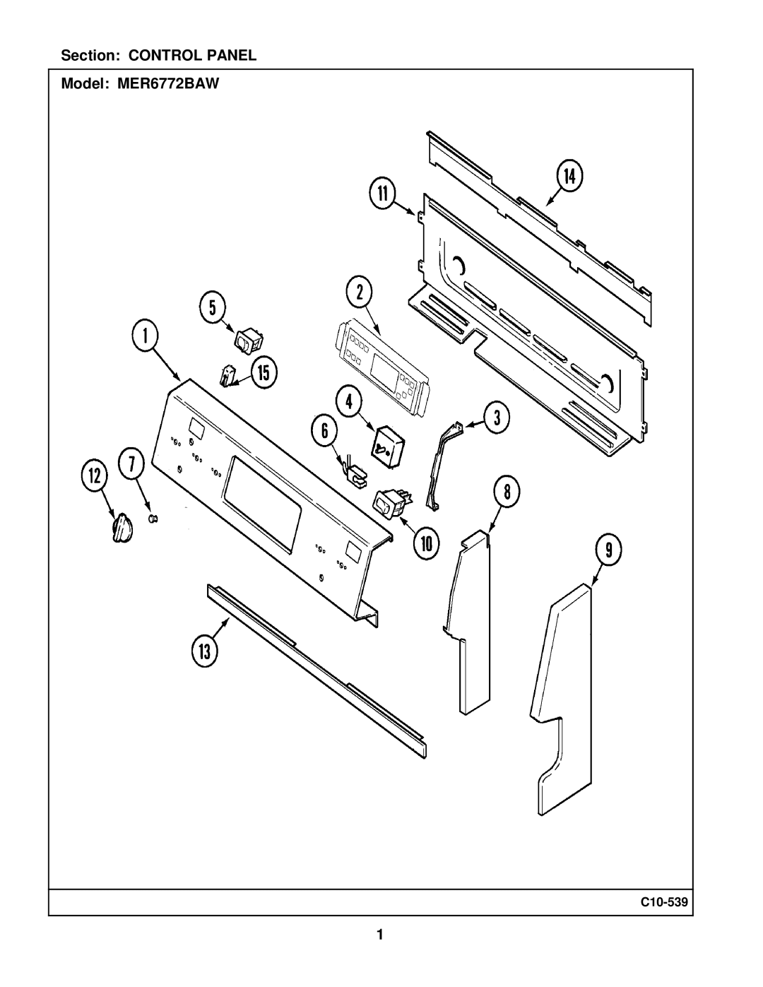 Maytag manual Section Control Panel Model MER6772BAW 