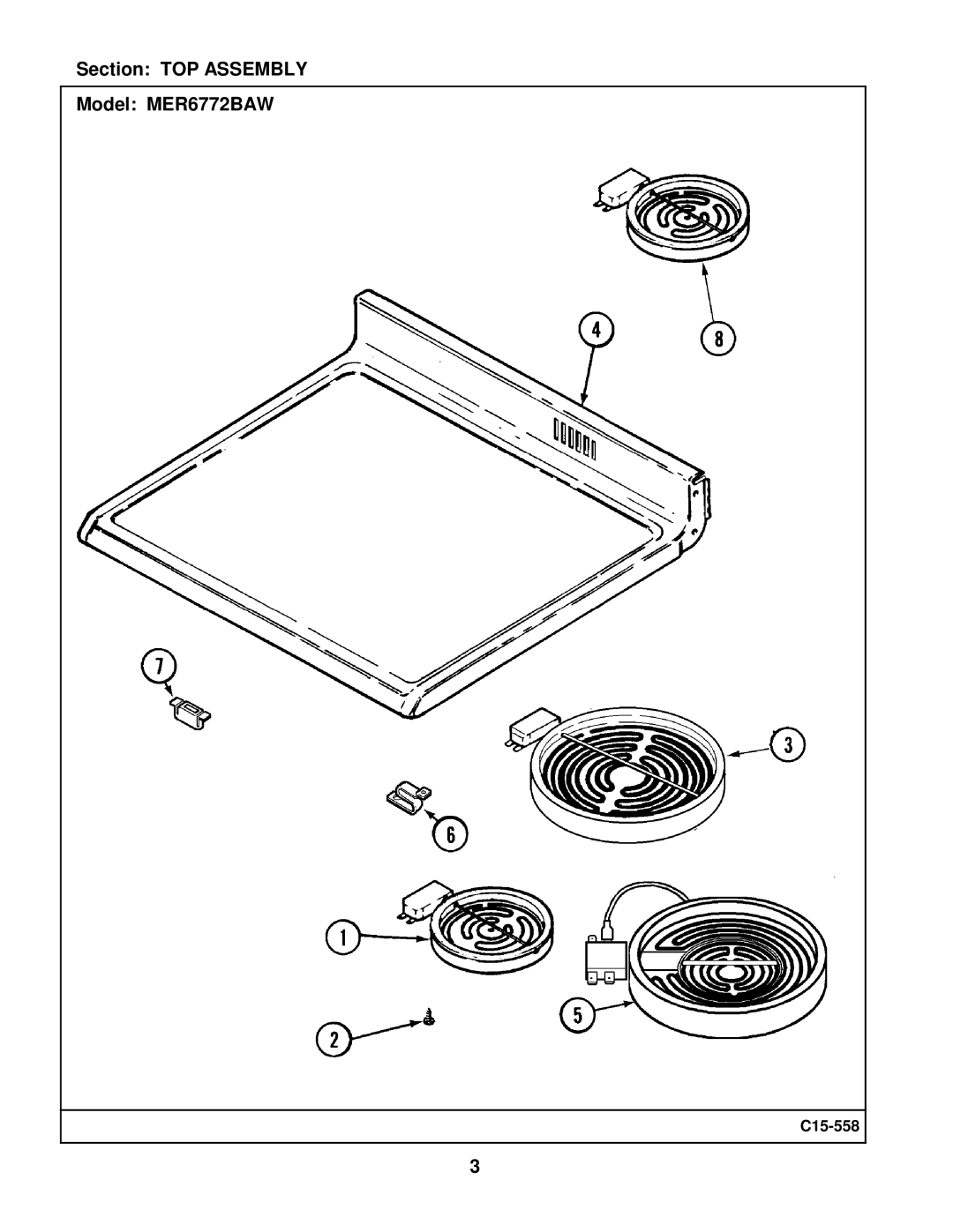 Maytag manual Section TOP Assembly Model MER6772BAW 