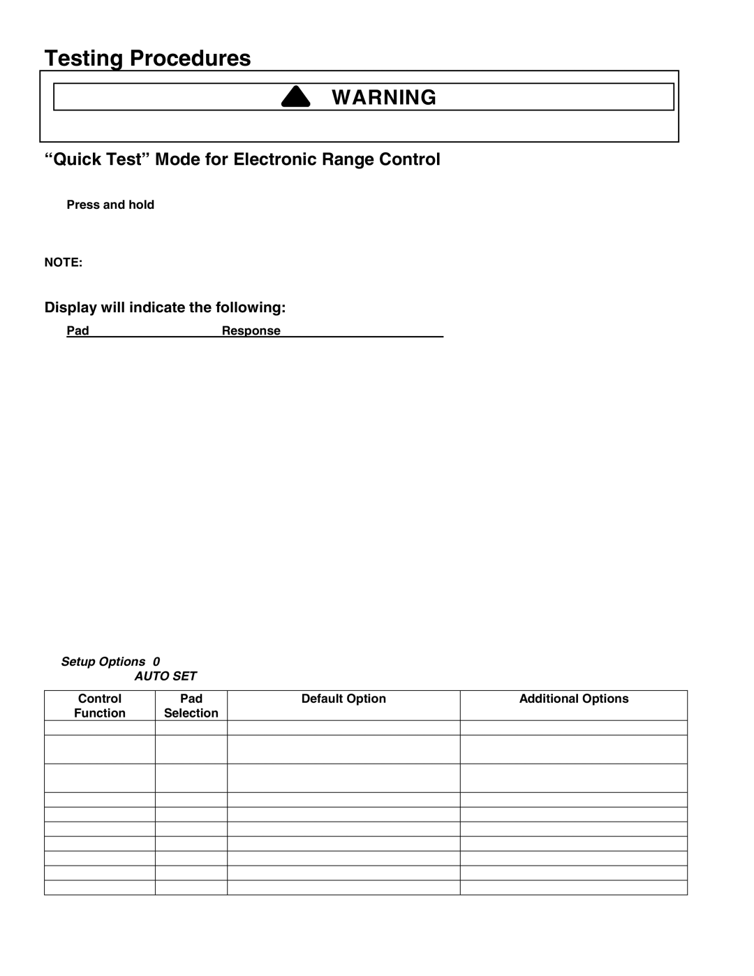 Maytag MER6875ACB/F/N/S/W, MER6775AAB/F/N/Q/S/W, MER6555AAB/Q/W, MER6755ACB/S/W Quick Test Mode for Electronic Range Control 