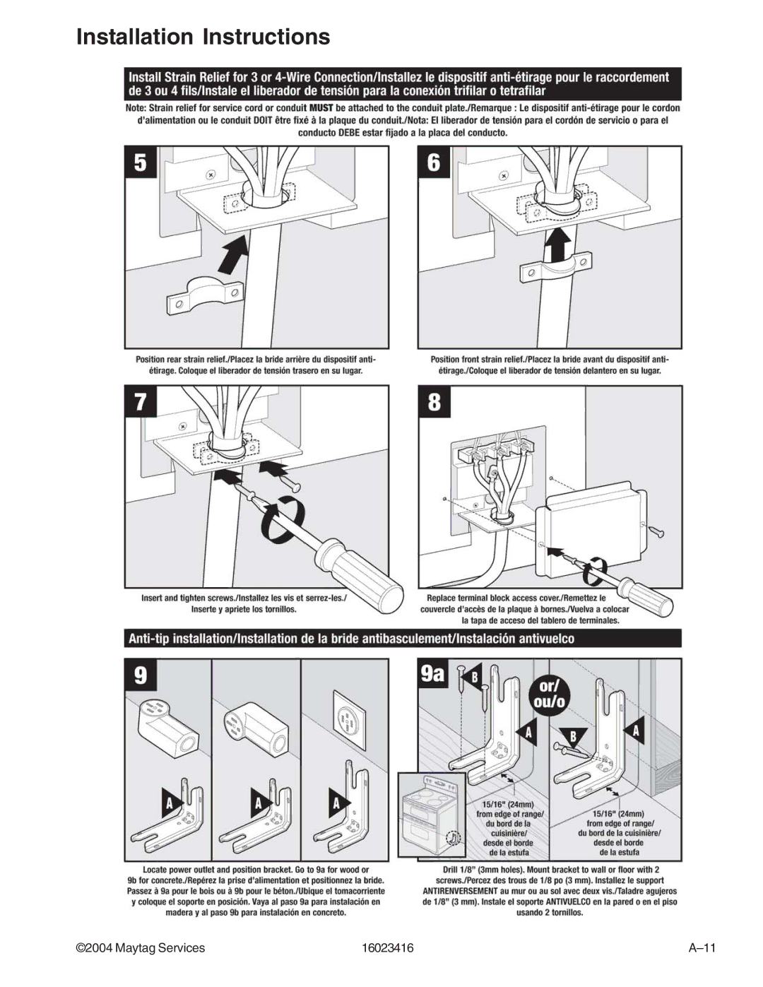 Maytag MER6751AAB/Q/S/W, MER6775AAB/F/N/Q/S/W, MER6555AAB/Q/W, MER6875ACB/F/N/S/W, MER6755AAB/Q/S/W Installation Instructions 