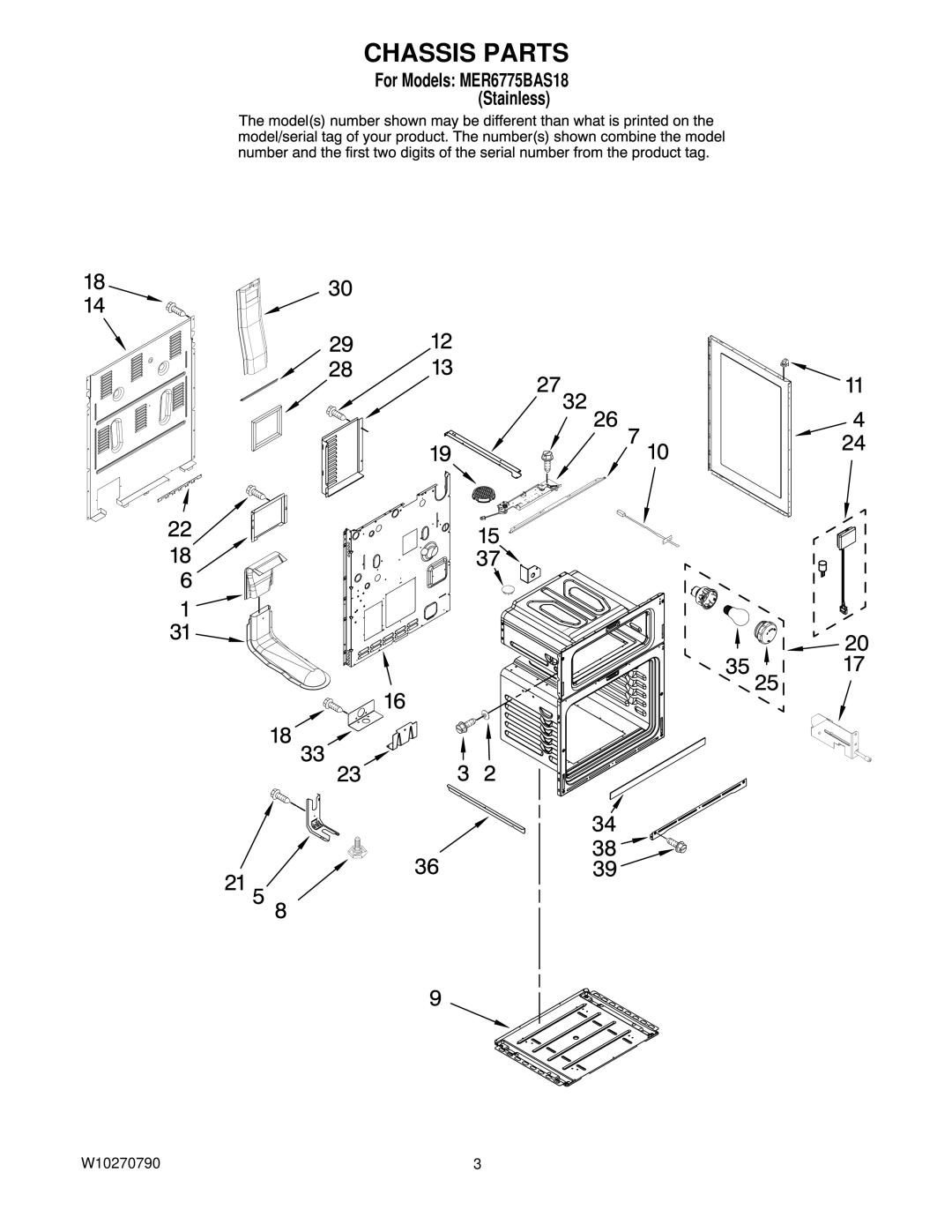 Maytag MER6775BAS18 installation instructions Chassis Parts 