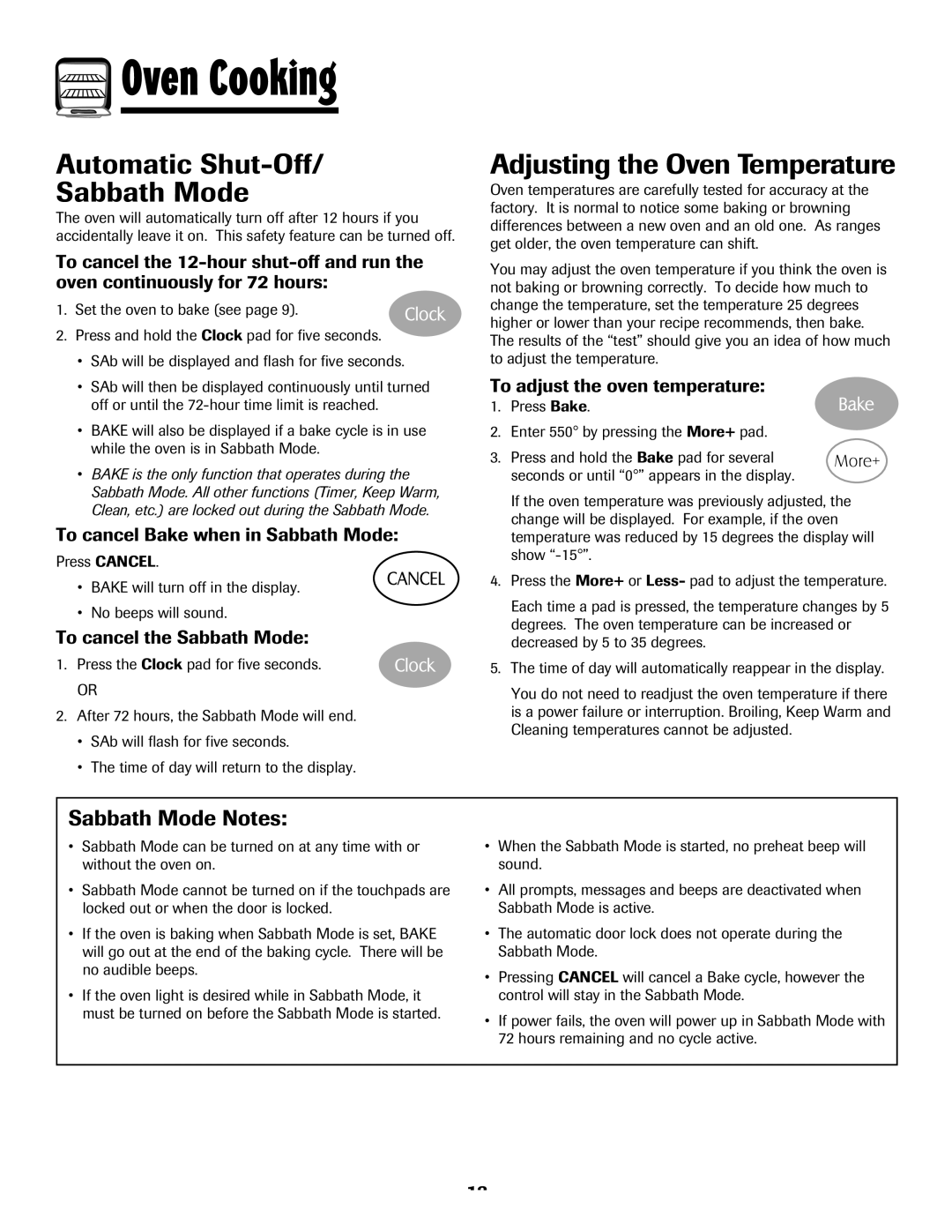 Maytag MES5752BAS, 8113P768-60 manual Automatic Shut-Off Sabbath Mode, Adjusting the Oven Temperature, Sabbath Mode Notes 