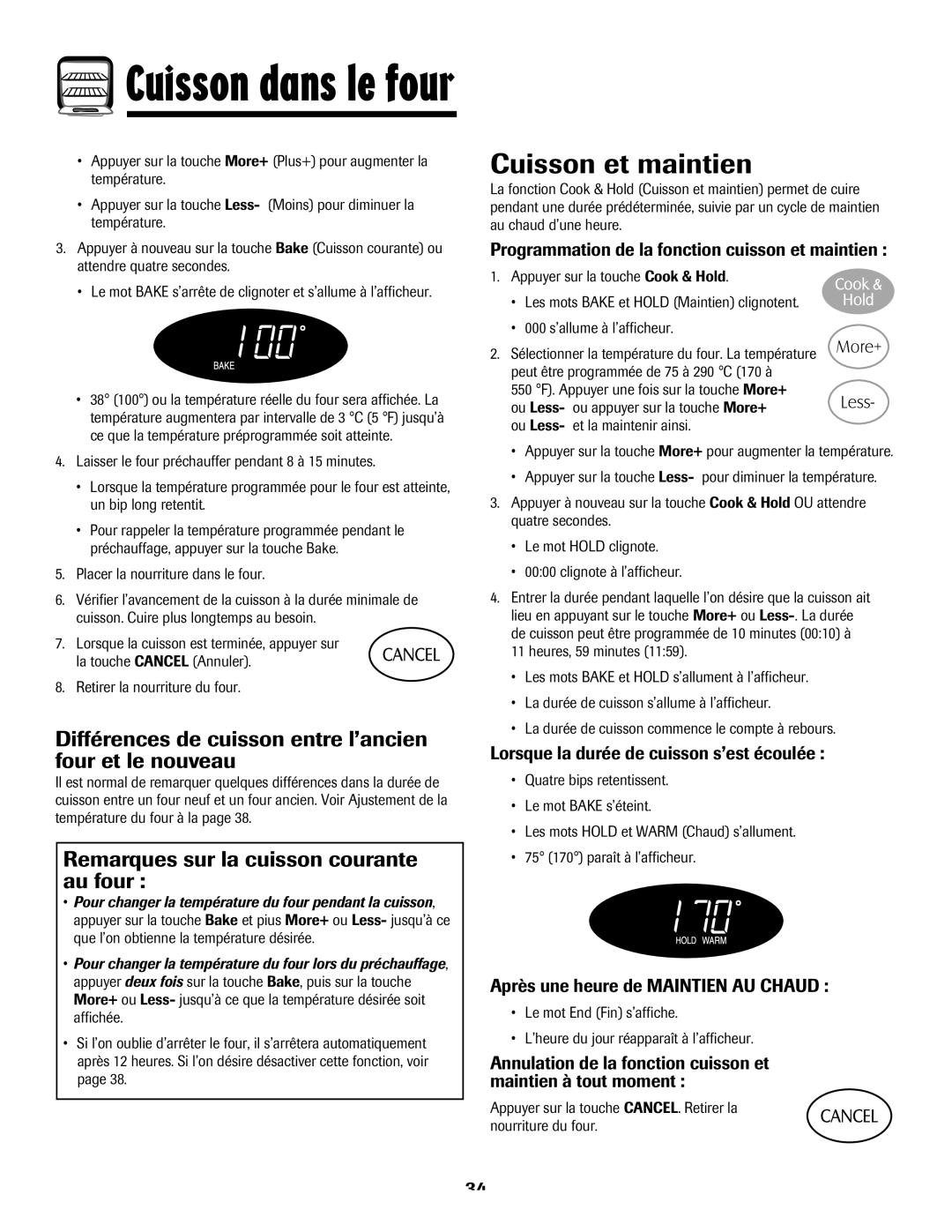 Maytag 8113P768-60, MES5752BAS manual Cuisson et maintien, Différences de cuisson entre l’ancien four et le nouveau 