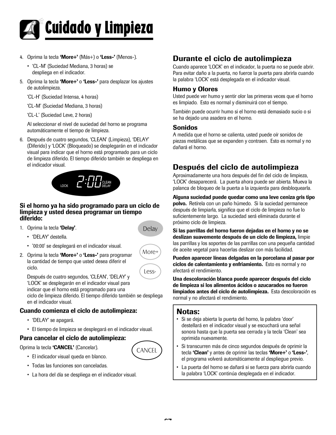 Maytag MES5752BAS, 8113P768-60 manual Durante el ciclo de autolimpieza, Después del ciclo de autolimpieza, Notas 