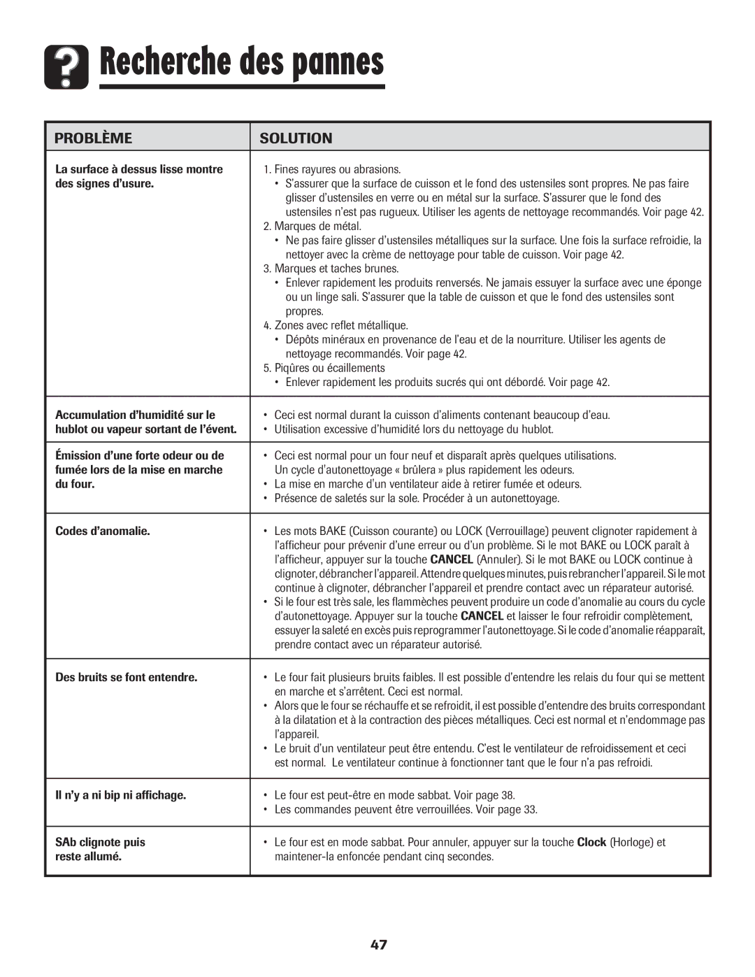 Maytag MES5752BAW manual Marques de métal, Marques et taches brunes, Propres, Zones avec reflet métallique, ’appareil 