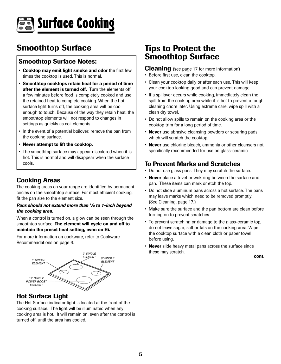 Maytag MES5752BAW manual Tips to Protect Smoothtop Surface 