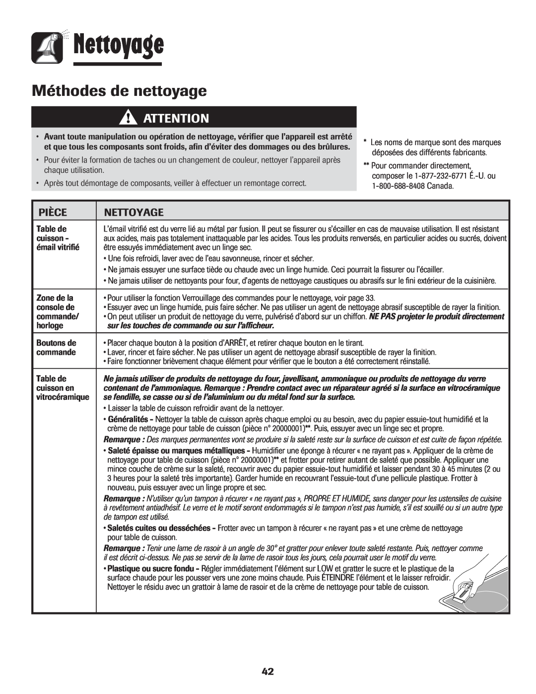 Maytag MES5752BAW manual Méthodes de nettoyage, Pièce, Nettoyage 