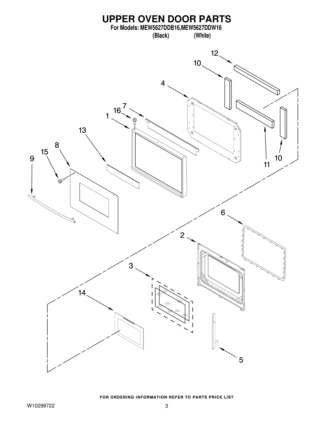 Maytag MEW5627DDW16, MEW5627DDB16 manual Upper Oven Door Parts 