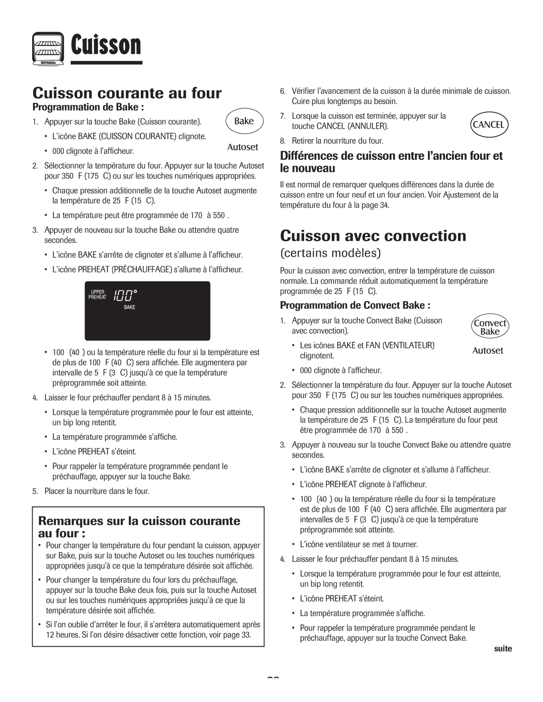 Maytag MEW6630DDW warranty Cuisson courante au four, Cuisson avec convection, Remarques sur la cuisson courante au four 