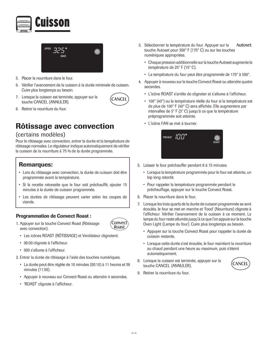 Maytag MEW6630DDW warranty Rôtissage avec convection, Remarques, Programmation de Convect Roast 