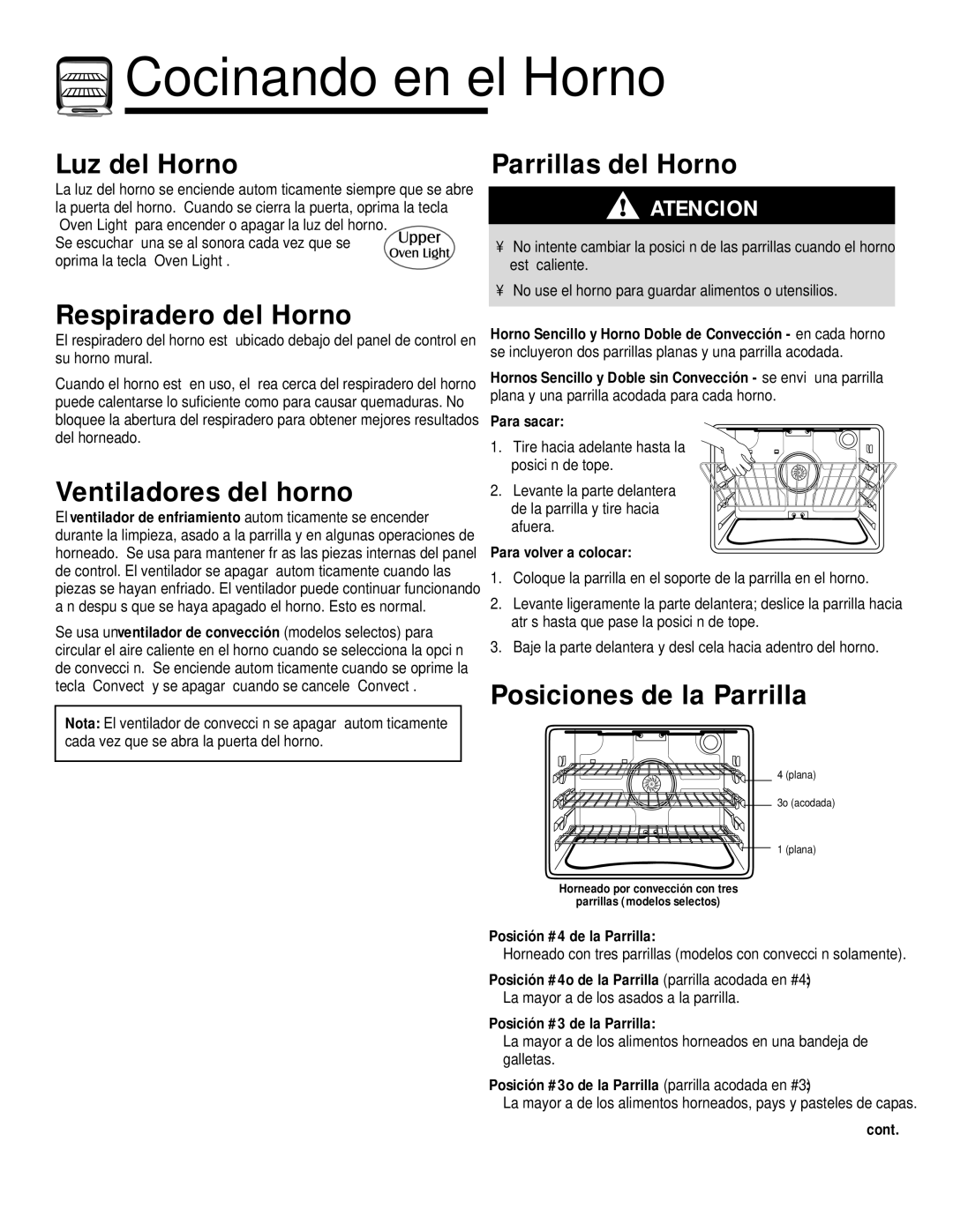 Maytag MEW6630DDW warranty Luz del Horno, Respiradero del Horno, Ventiladores del horno, Parrillas del Horno 