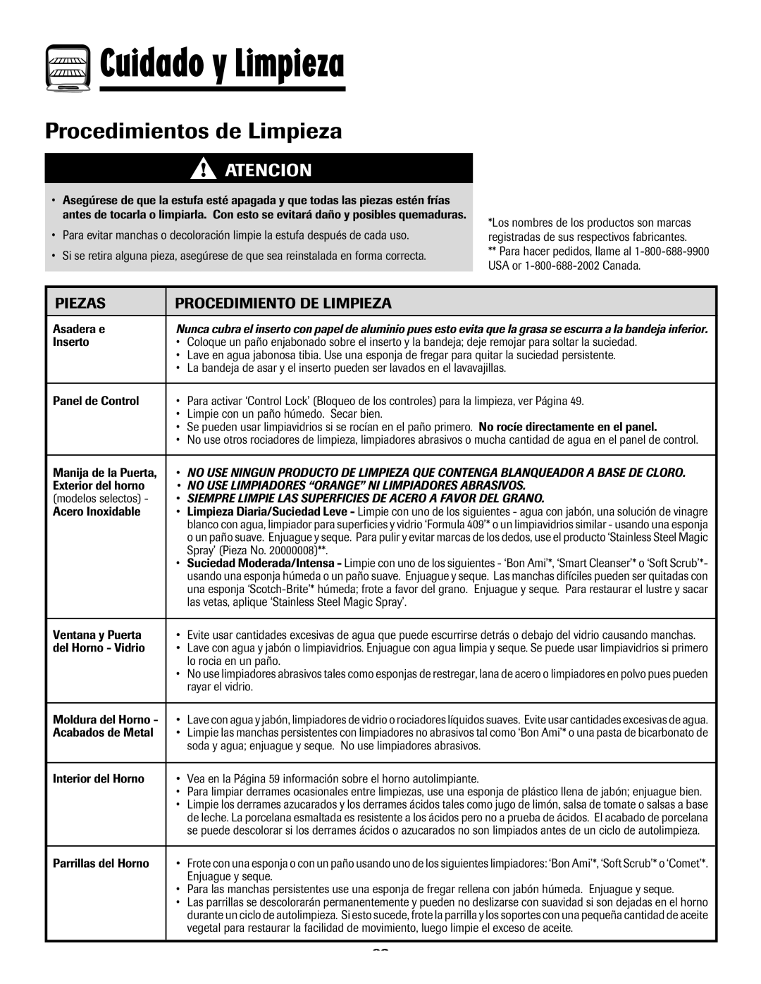 Maytag MEW6630DDW warranty Cuidado y Limpieza, Procedimientos de Limpieza, Piezas Procedimiento DE Limpieza 