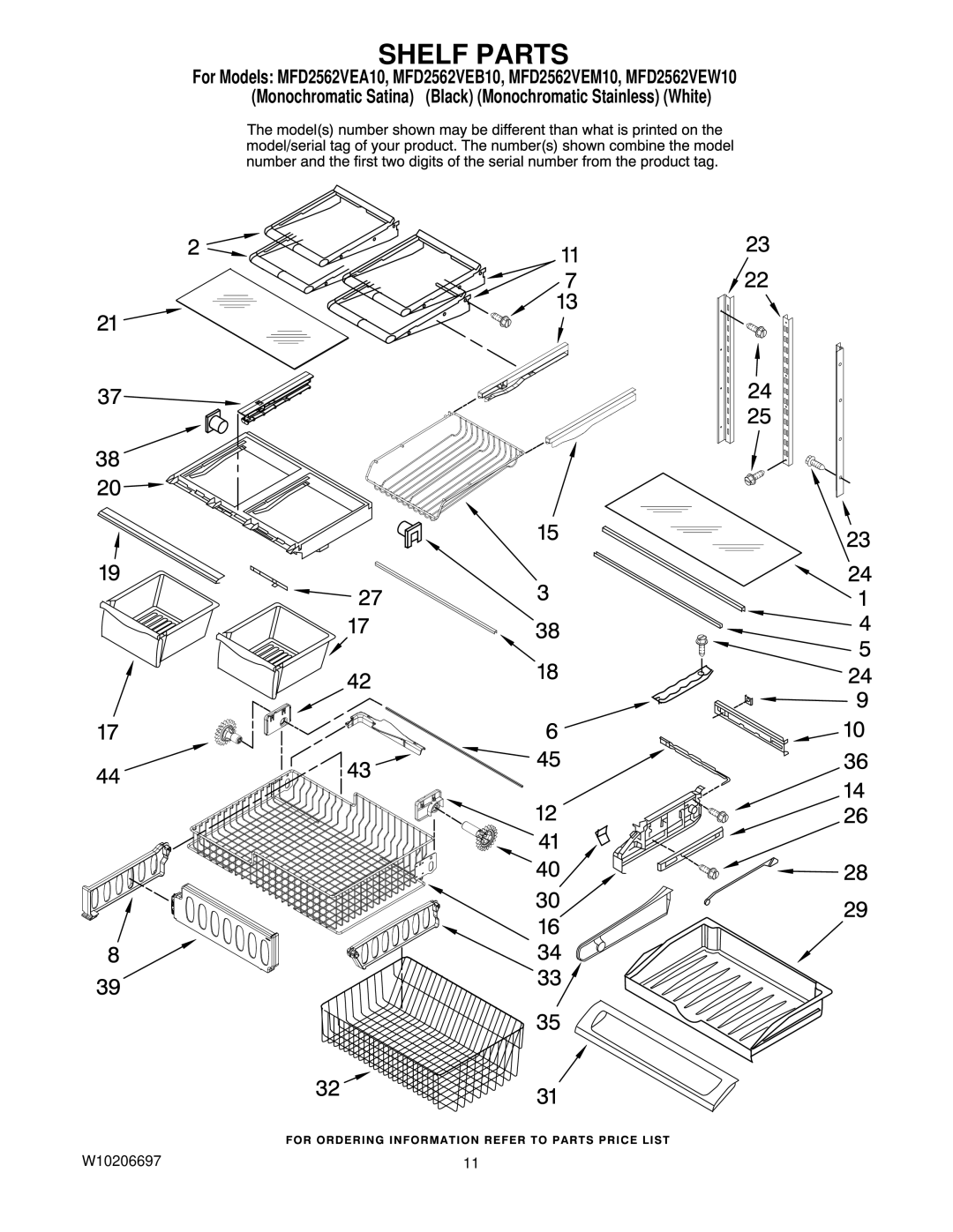 Maytag MFD2562VEW10, MFD2562VEB10, MFD2562VEM10, MFD2562VEA10 manual Shelf Parts 