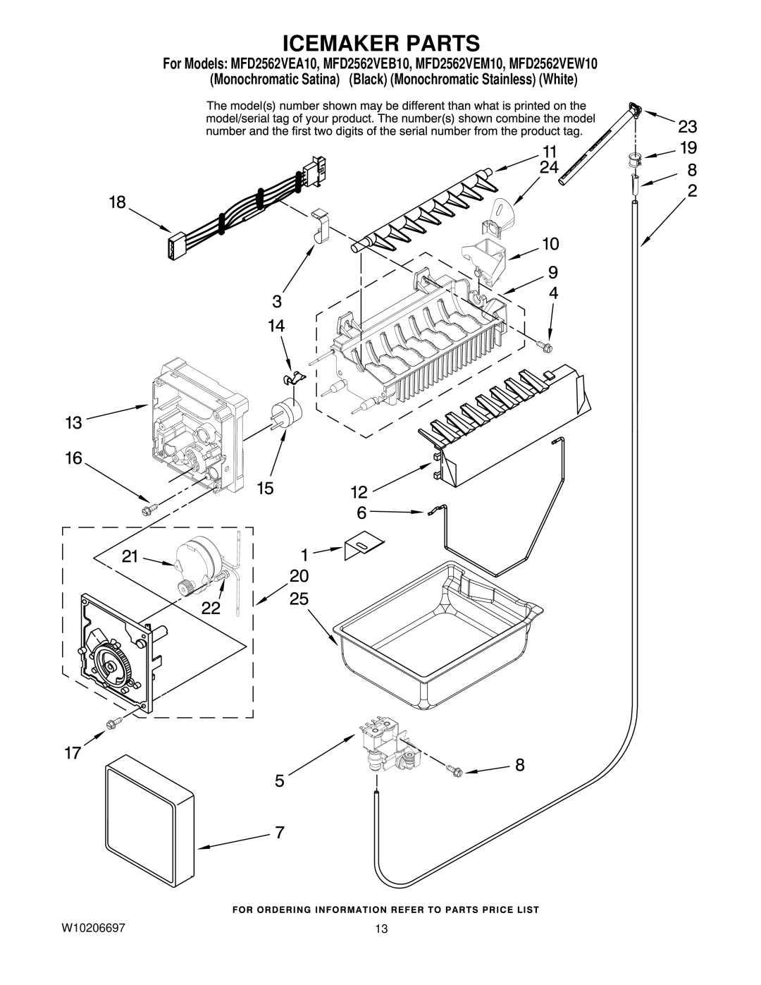 Maytag MFD2562VEM10, MFD2562VEB10, MFD2562VEA10, MFD2562VEW10 manual Icemaker Parts 