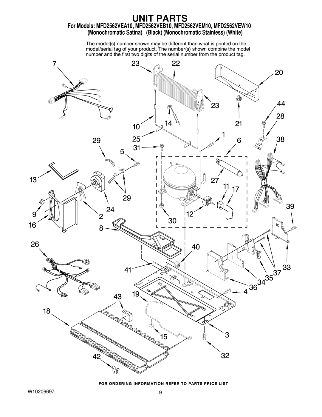 Maytag MFD2562VEM10, MFD2562VEB10, MFD2562VEA10, MFD2562VEW10 manual Unit Parts 