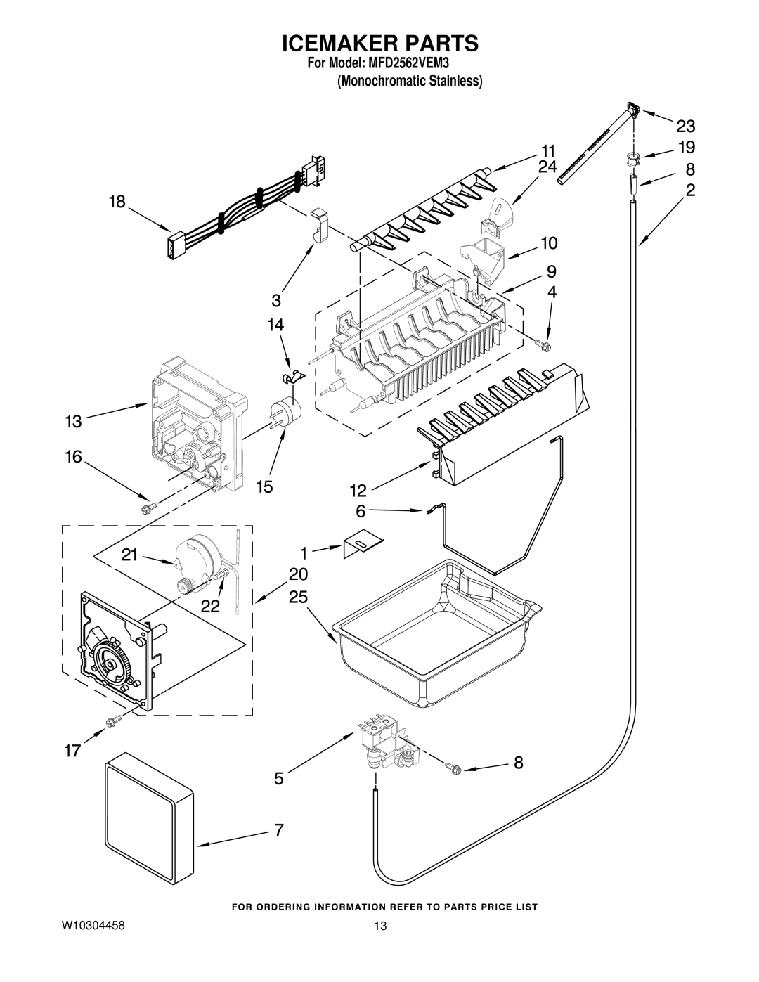 Maytag W10304458, MFD2562VEM3 manual Icemaker Parts 