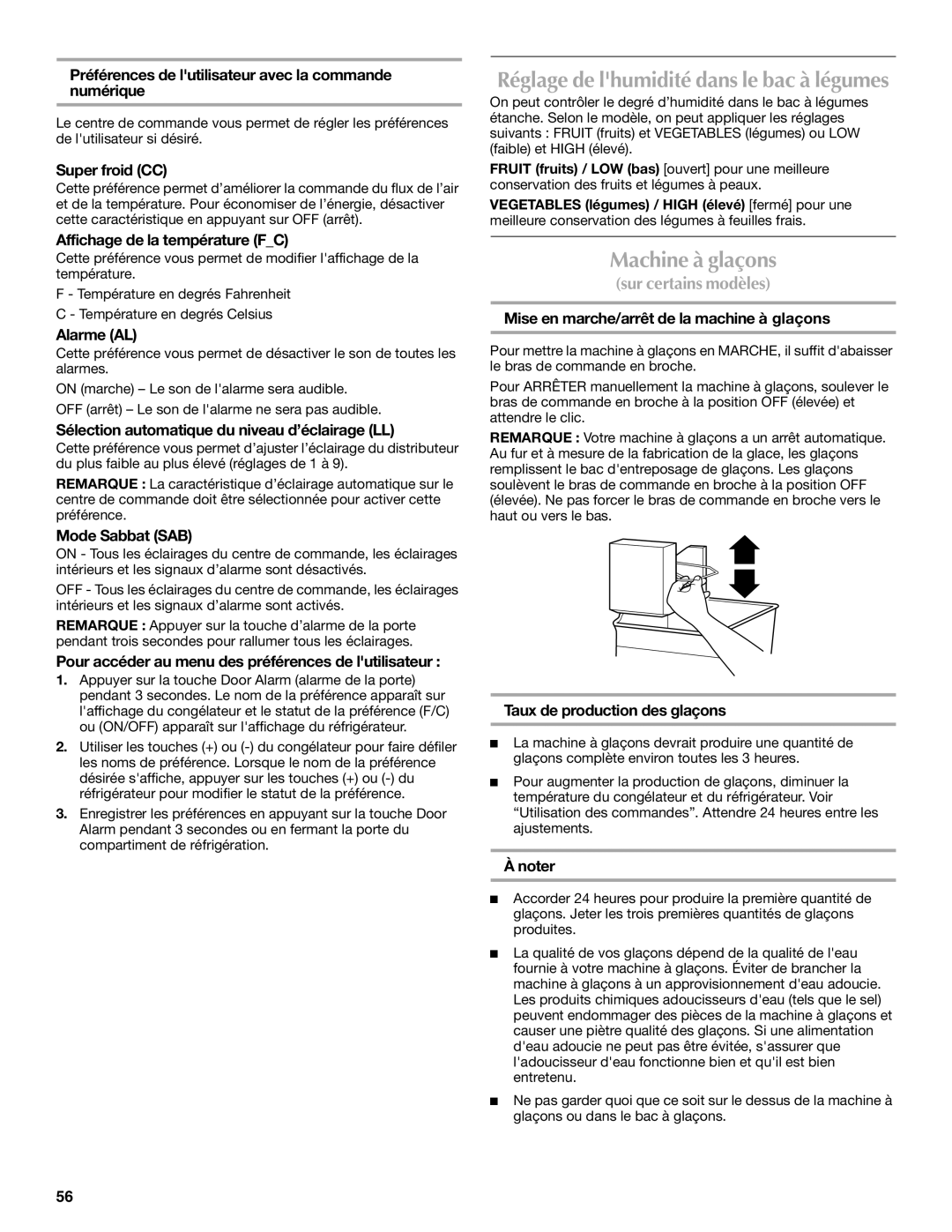 Maytag MFD2562VEW installation instructions Machine à glaçons 